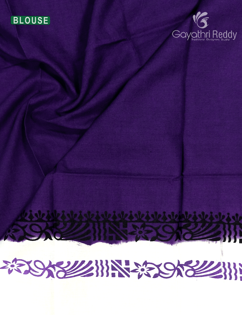 Pure MulMul Cotton Saree in Deep Violet