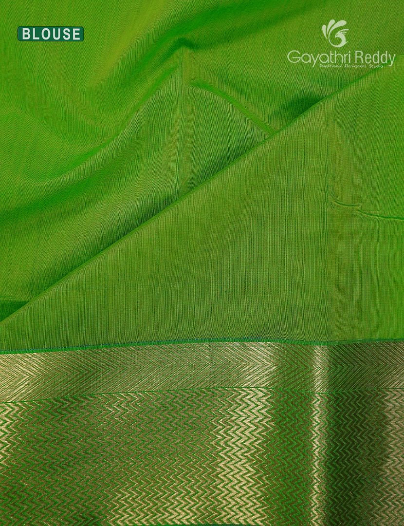 Pure Chanderi Sico Saree in Parrot Green