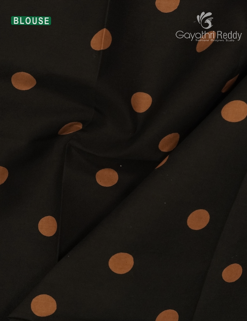 Pure MulMul Cotton Saree in Black and Mustard