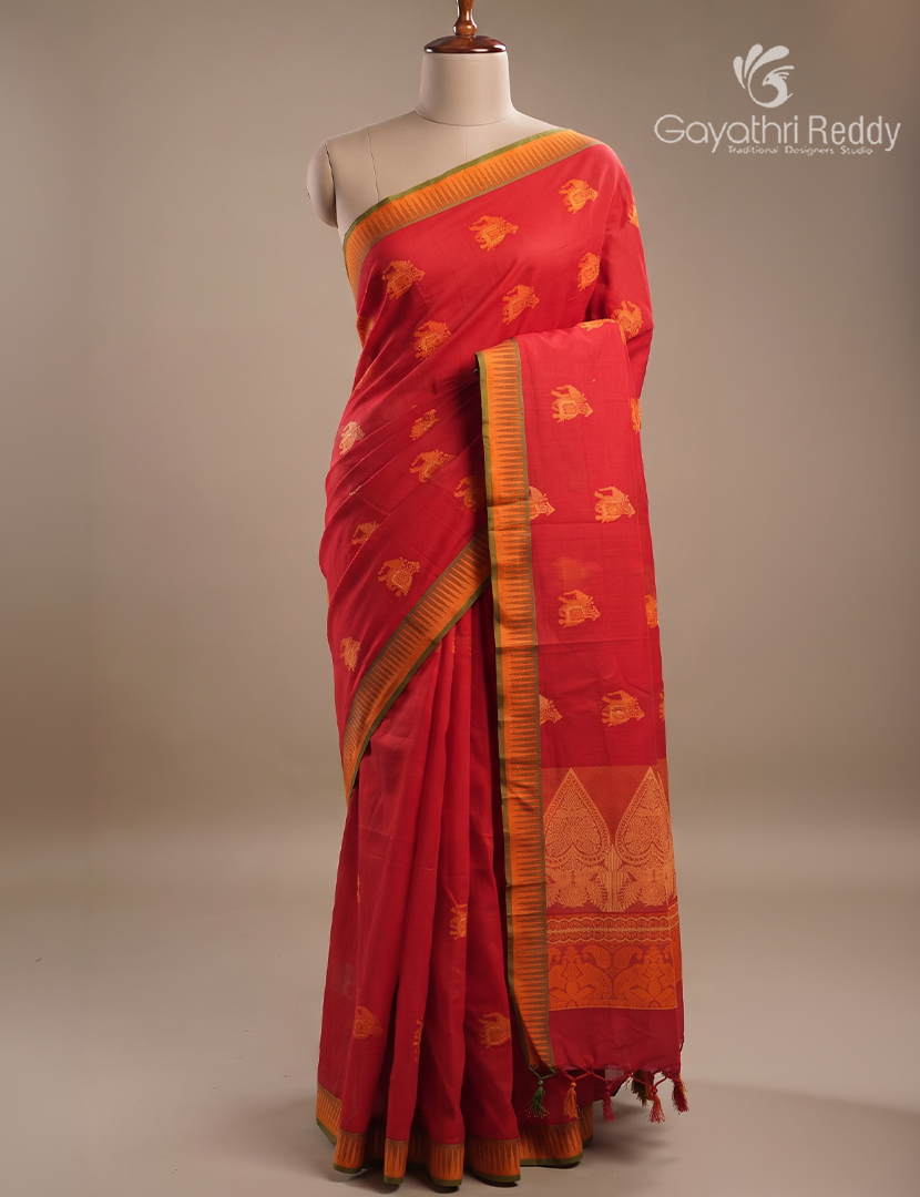 Pure Kanchi Cotton Saree in Pink