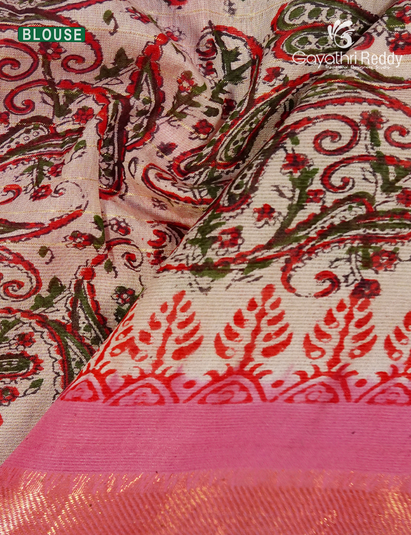 Mangalgiri Kalamkari Saree in Baby Pink
