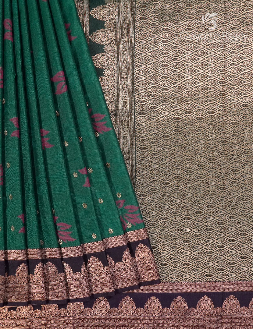 Semi Kanchipuram Art Silk Saree in Deep Bottle Green