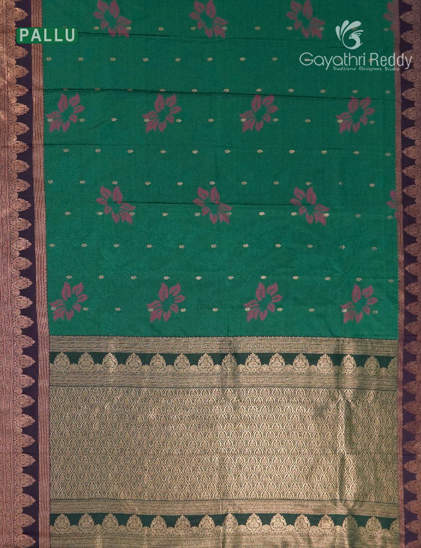 Semi Kanchipuram Art Silk Saree in Deep Bottle Green