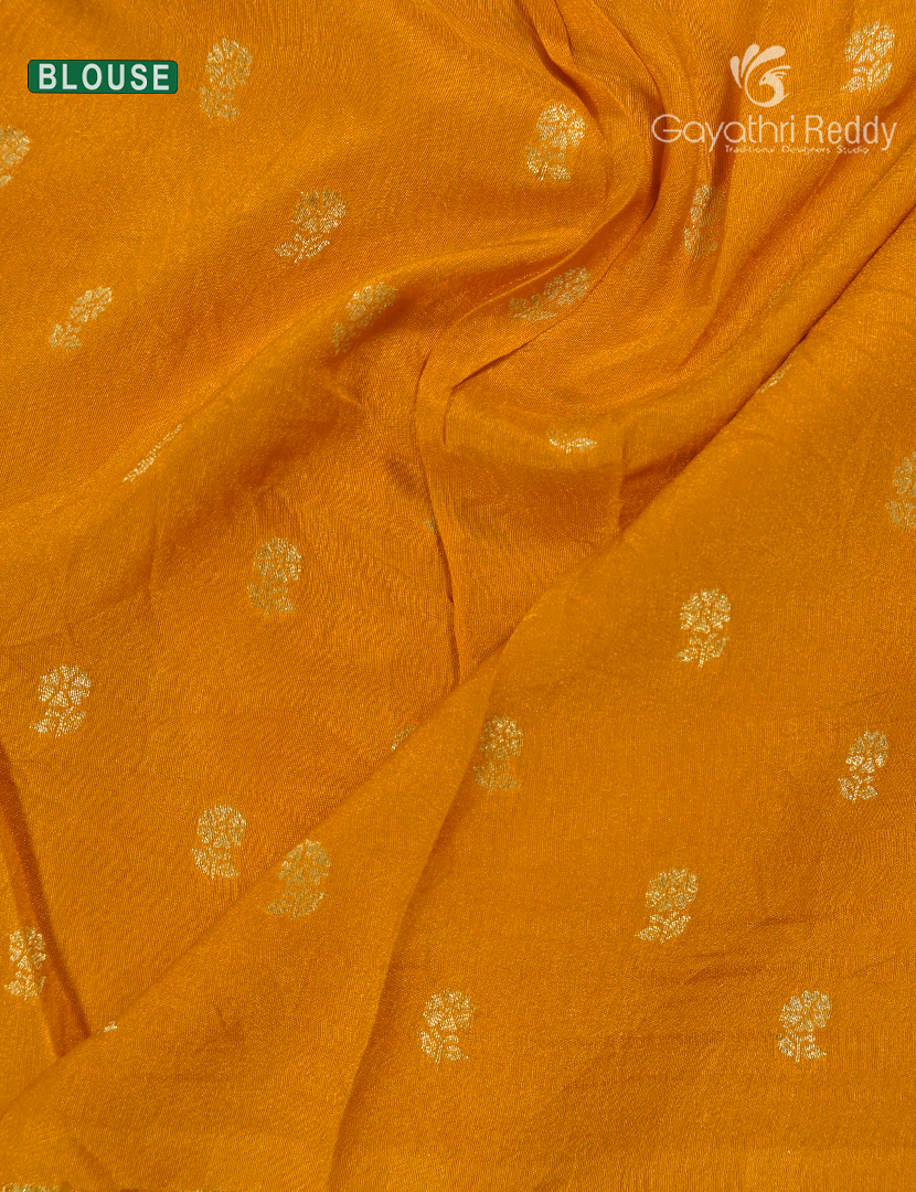 Semi Mysore Crepe Saree in Mango Yellow