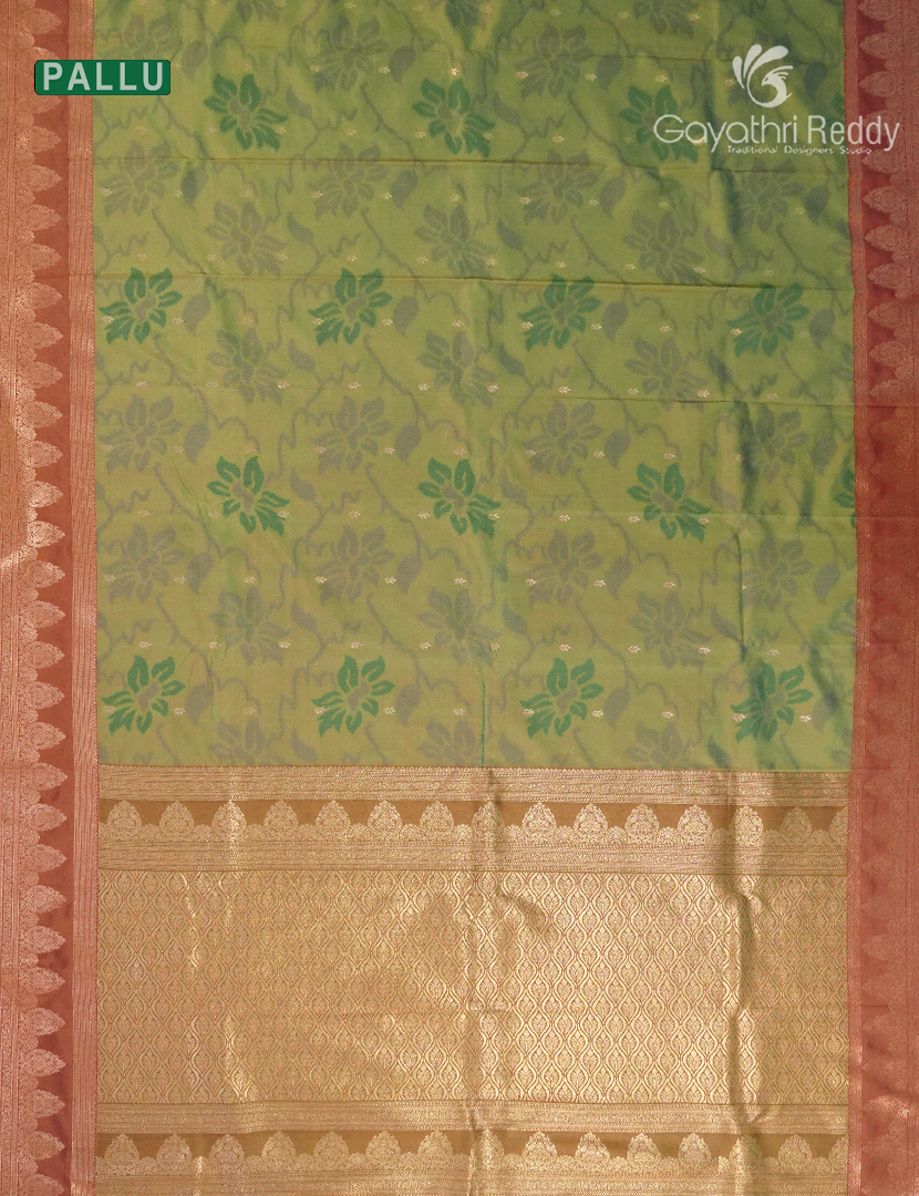 Semi Kanchipuram Art Silk Saree in Mehendi Green