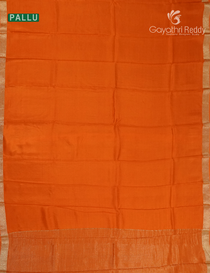 Semi Mysore Crepe Saree in Orange