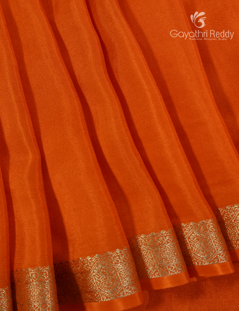 Semi Mysore Crepe Saree in Orange