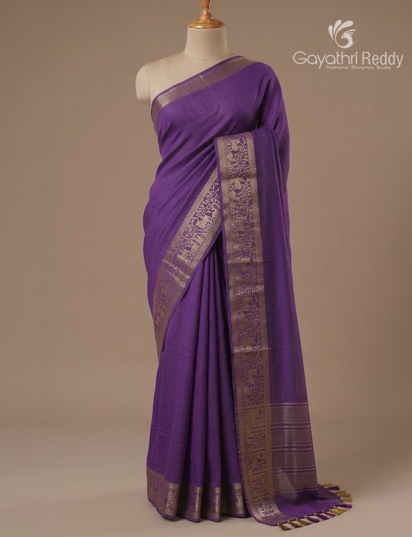 Semi Mysore Crepe Saree in Purple