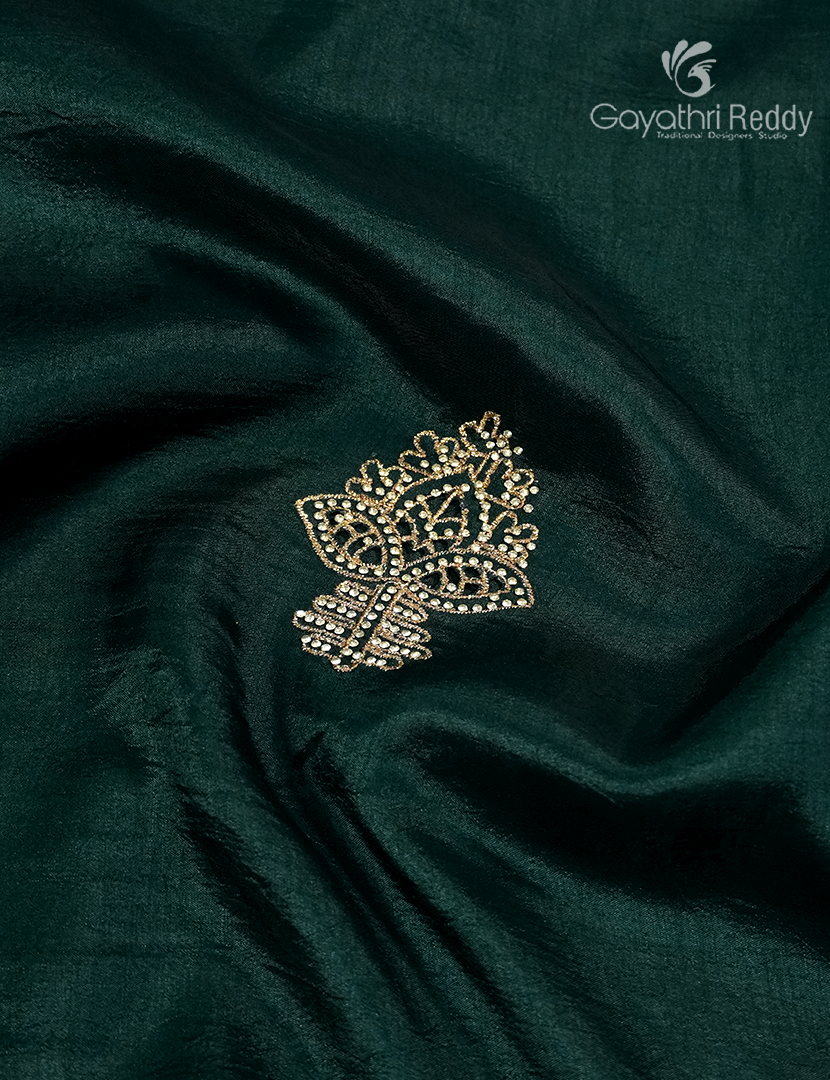 Semi Dupion Silk Saree in Deep Green