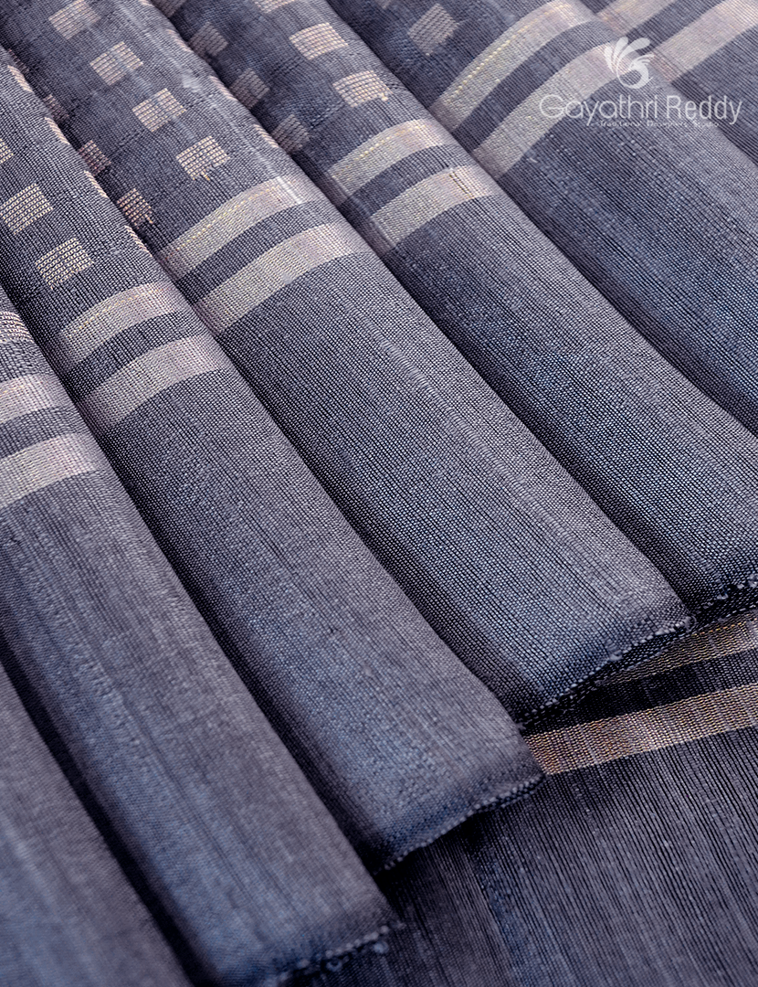 Pure Khadi Pattu Saree in Steel Grey