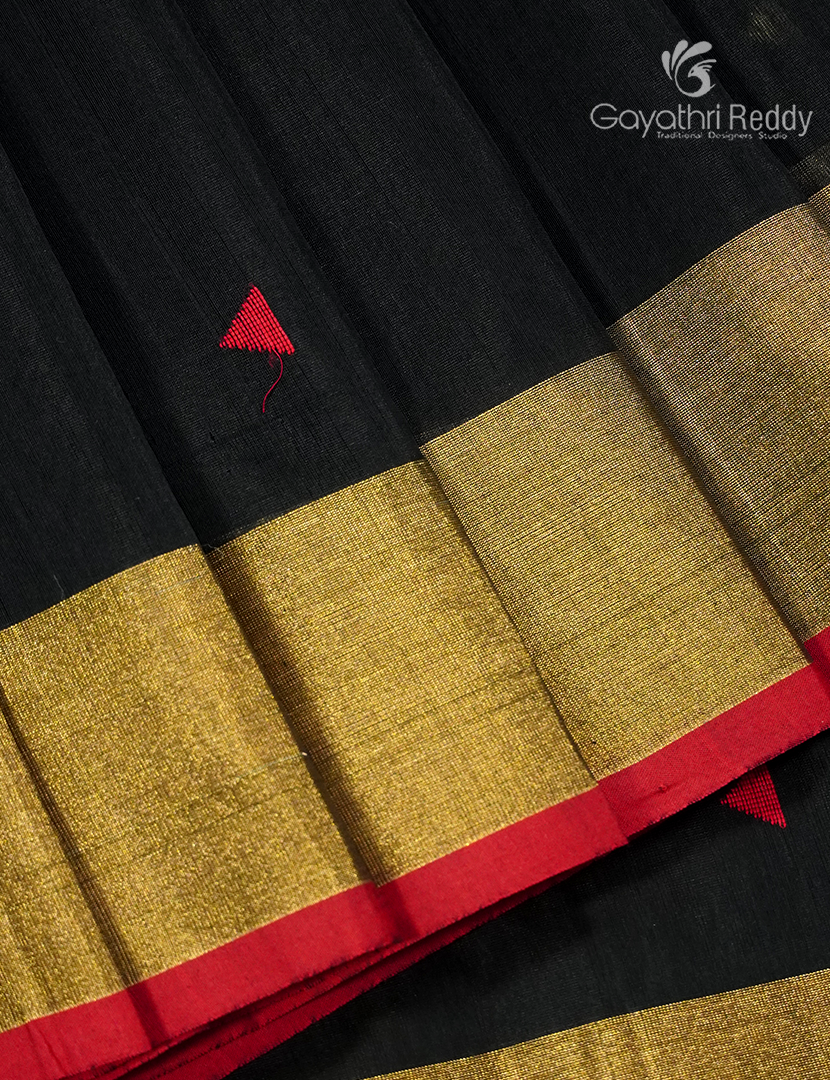 Pure Chanderi Sico Saree in Black