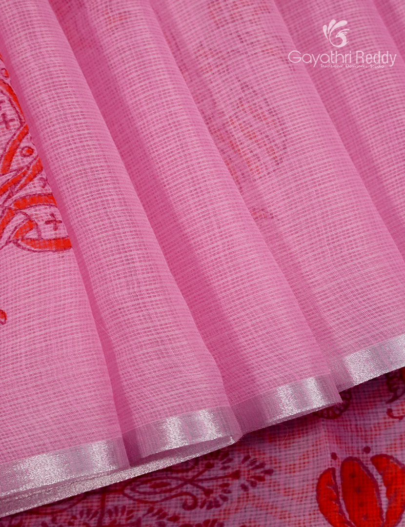 Kota Printed Saree in Pastel Peach Pink