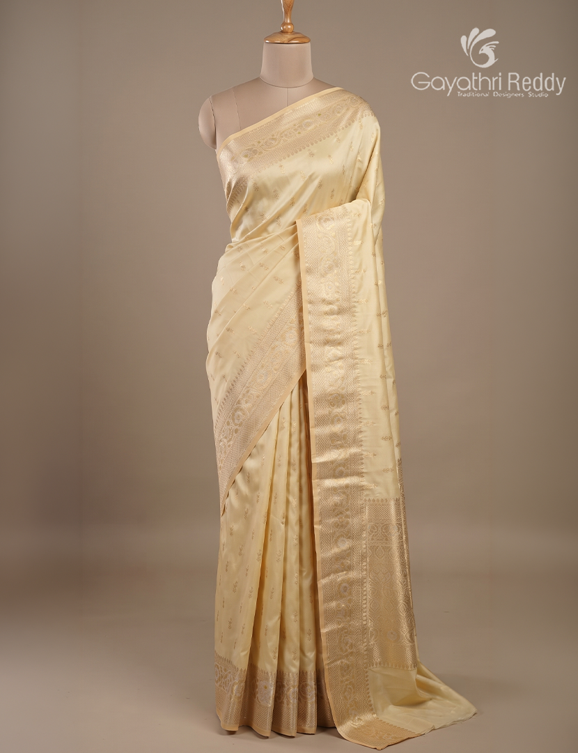 Semi Banaras Katan Silk Saree in Golden Beige