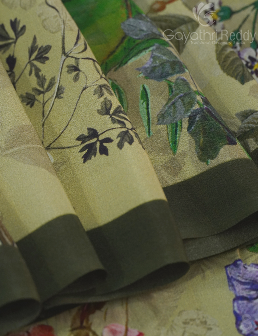 PURE CRAPE PRINTED SAREE-PCP8