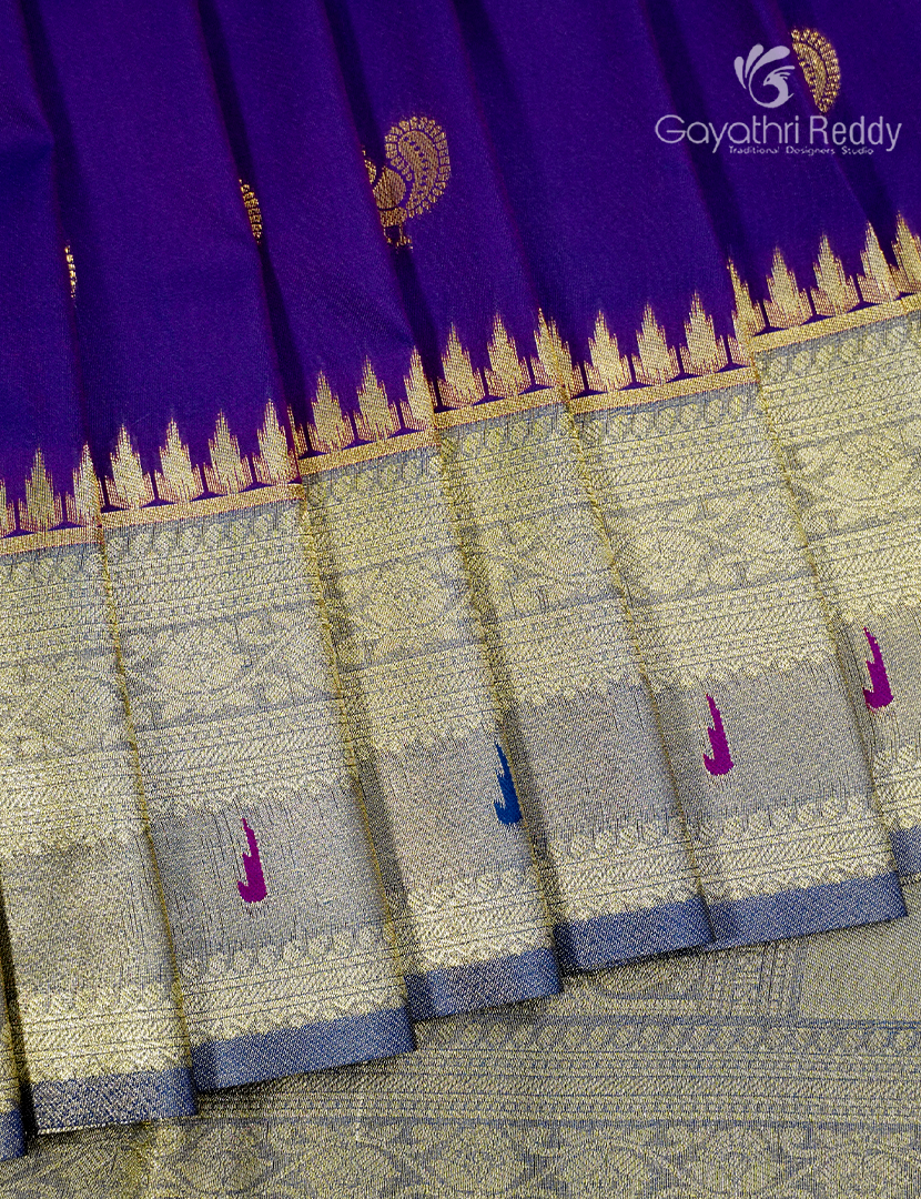 Semi Kanchipuram Art Silk Saree in Violet