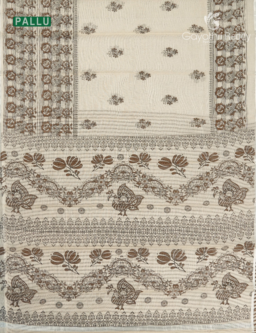 Kota Printed Saree in Cream