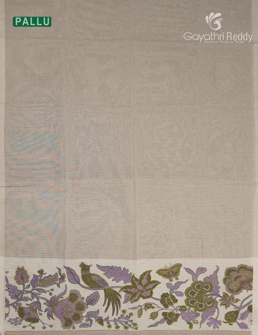 Pure Kanchi Cotton Printed Saree in Ivory
