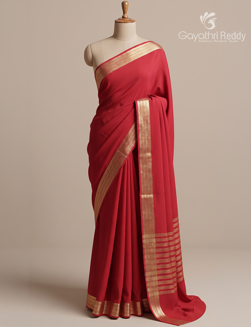 Semi Mysore Crepe Saree in Rani Pink
