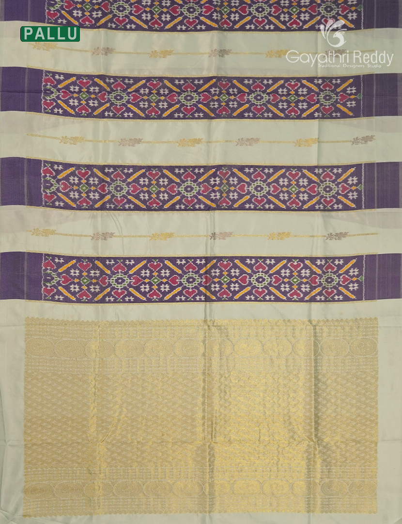 Pure Ikat Silk Saree in Cream and Grey