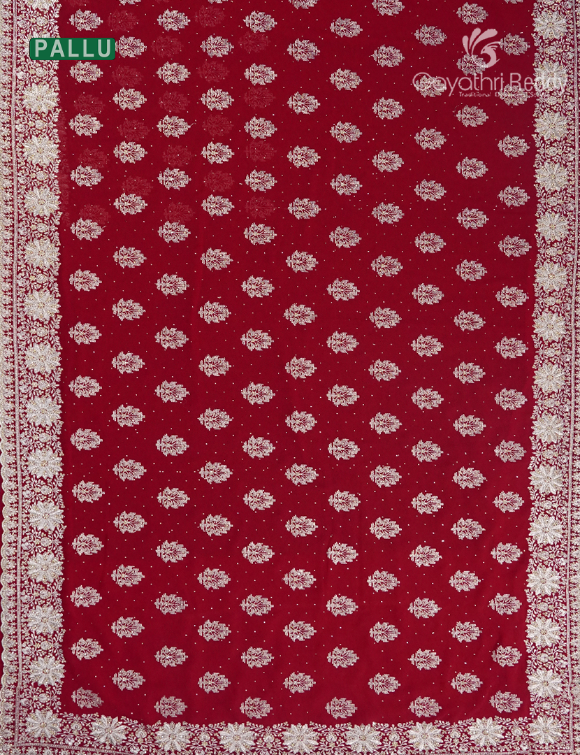 Georgette Fancy Saree in Maroon Red