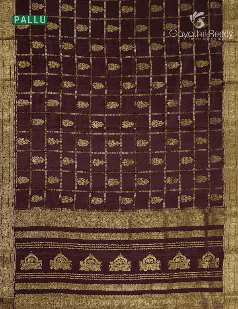 Pure Mysore Silk Saree in Brown