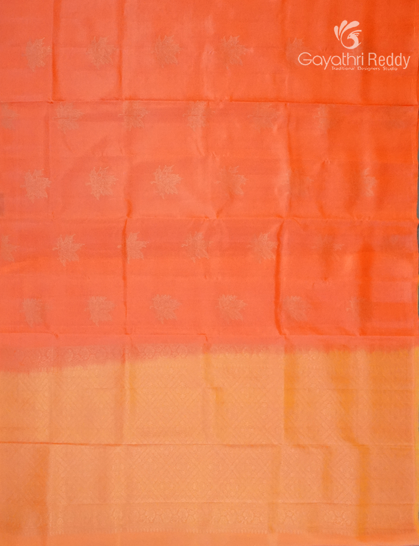 Pure Kanchipuram Silk  Saree in Orange  ( Butta Style )