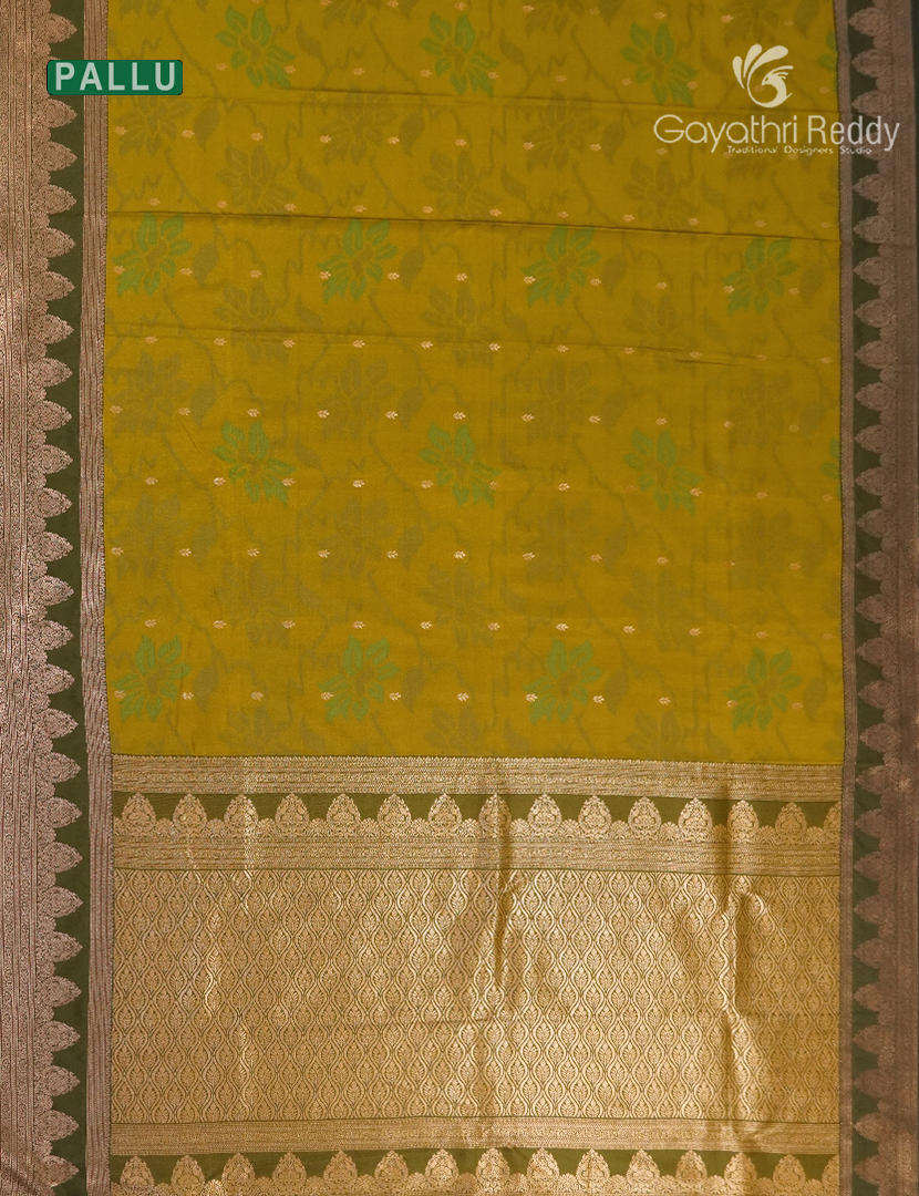 Semi Kanchipuram Art Silk Saree in Mehendi Green