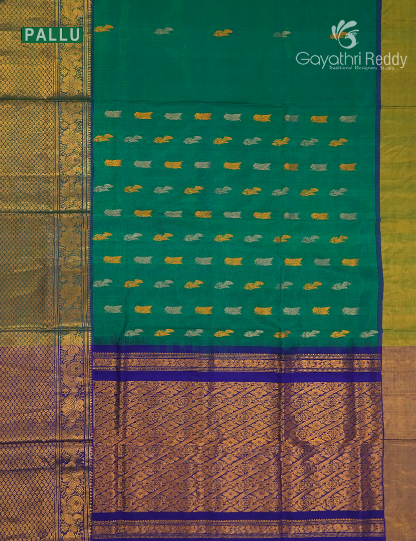 Pure Uppada Silk Saree in Green and Blue