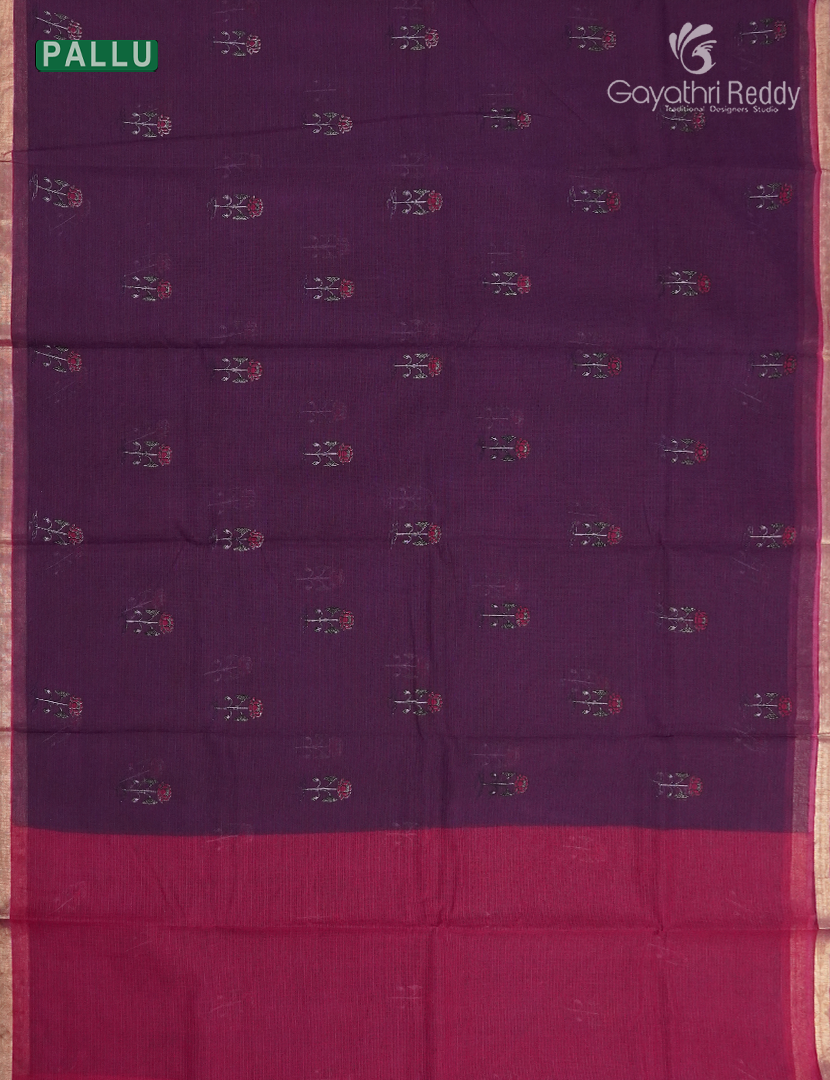 Premium Quality Cotton Kota Saree in Deep Purple and Fuchsia Pink