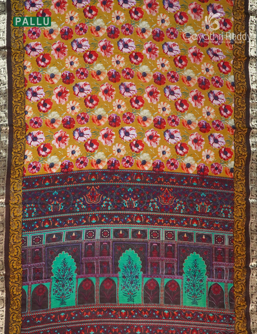 Vidharbha Sico Saree in Mustard and Brown