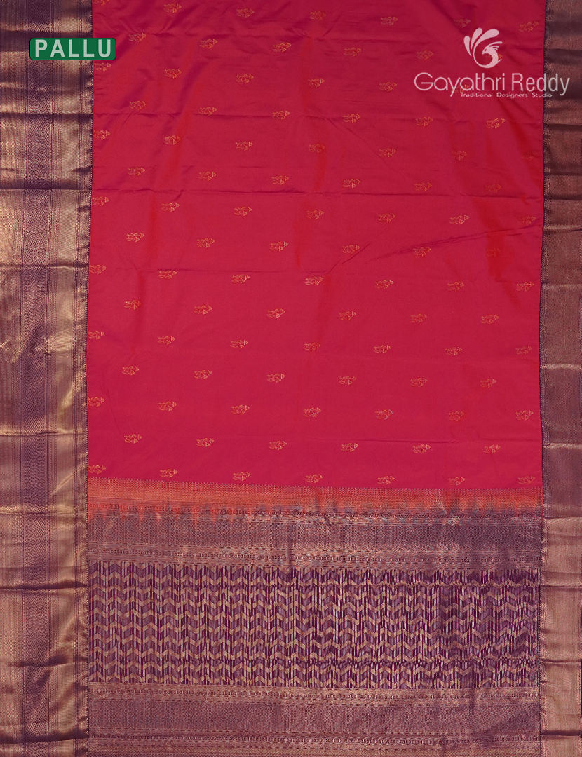 Semi Kanchipuram Silk Saree in Deep Pink and Deep Purple
