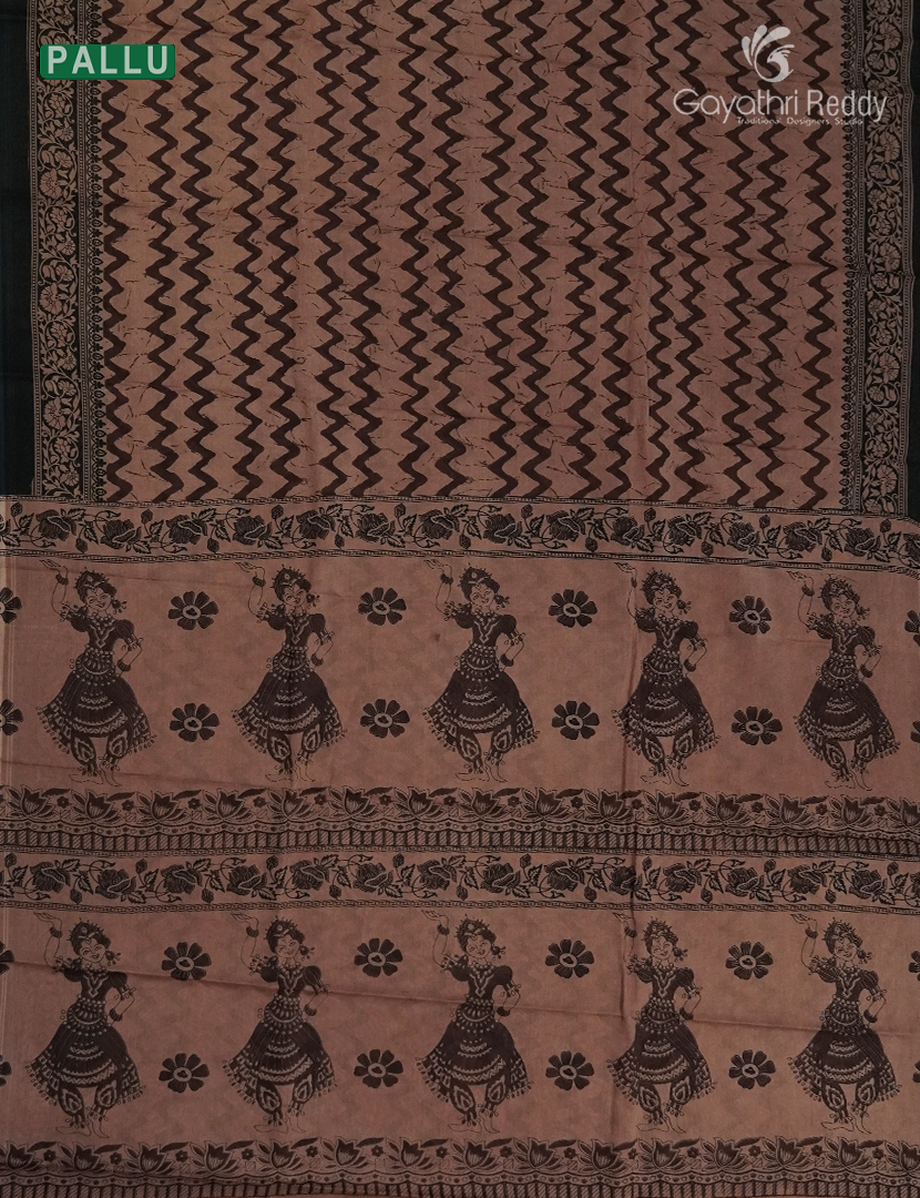 Pure MulMul Cotton Saree in Brown and Black