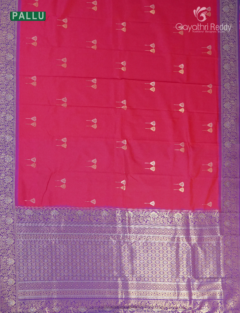 Semi Kanchipuran Silk Saree in Fuchsia Pink and Purple