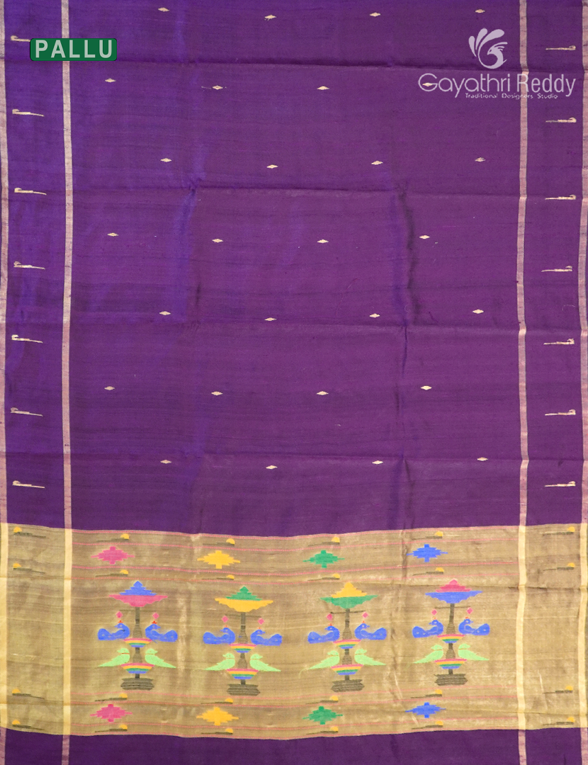 Pure Khadi Pattu Saree in Deep Purple