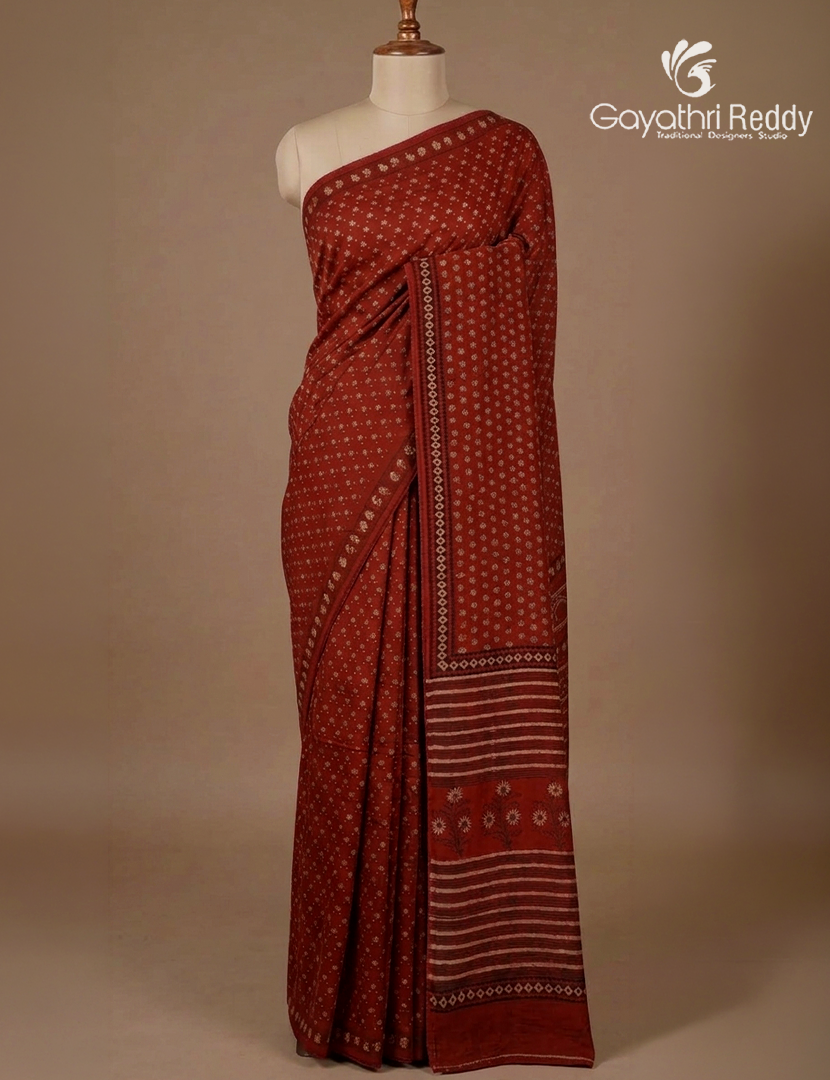 Pure Modal Silk Fancy Saree in Rust Red
