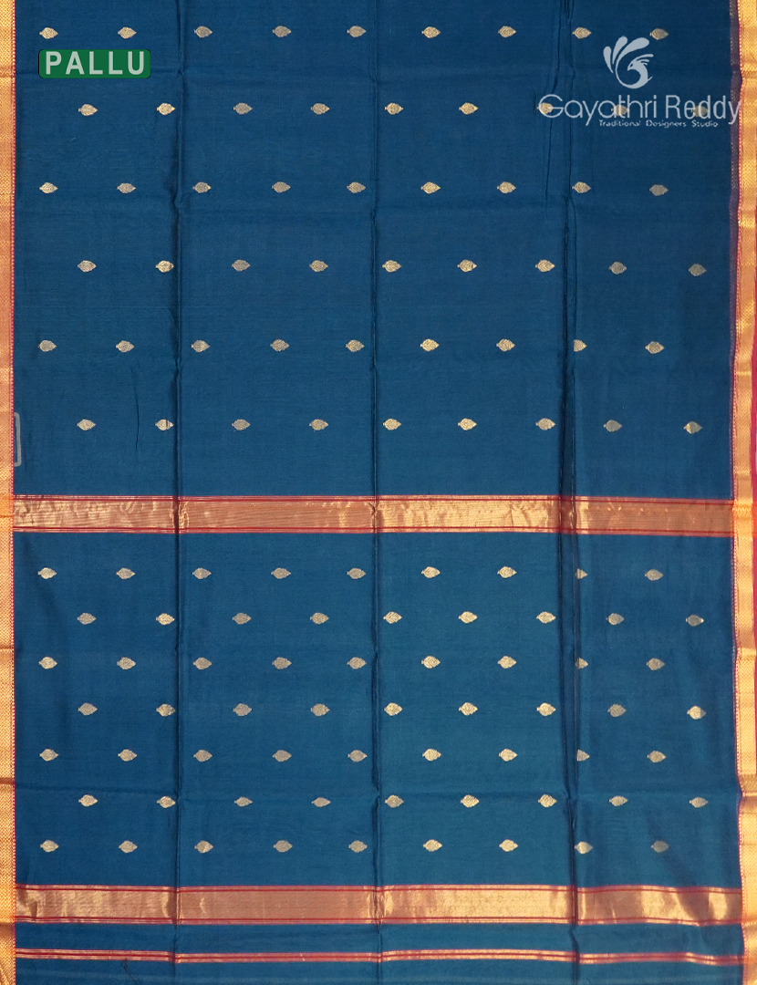 Pure Chanderi Sico Saree in Deep Peacock Blue