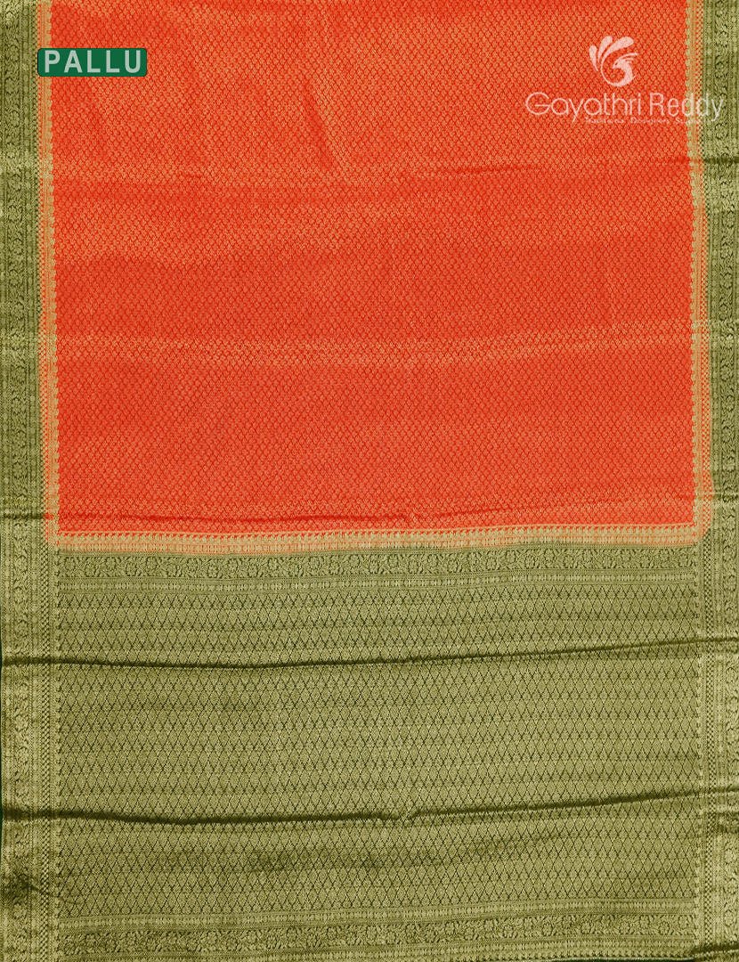 Semi Mysore Creoe in Orange and Bottle Green