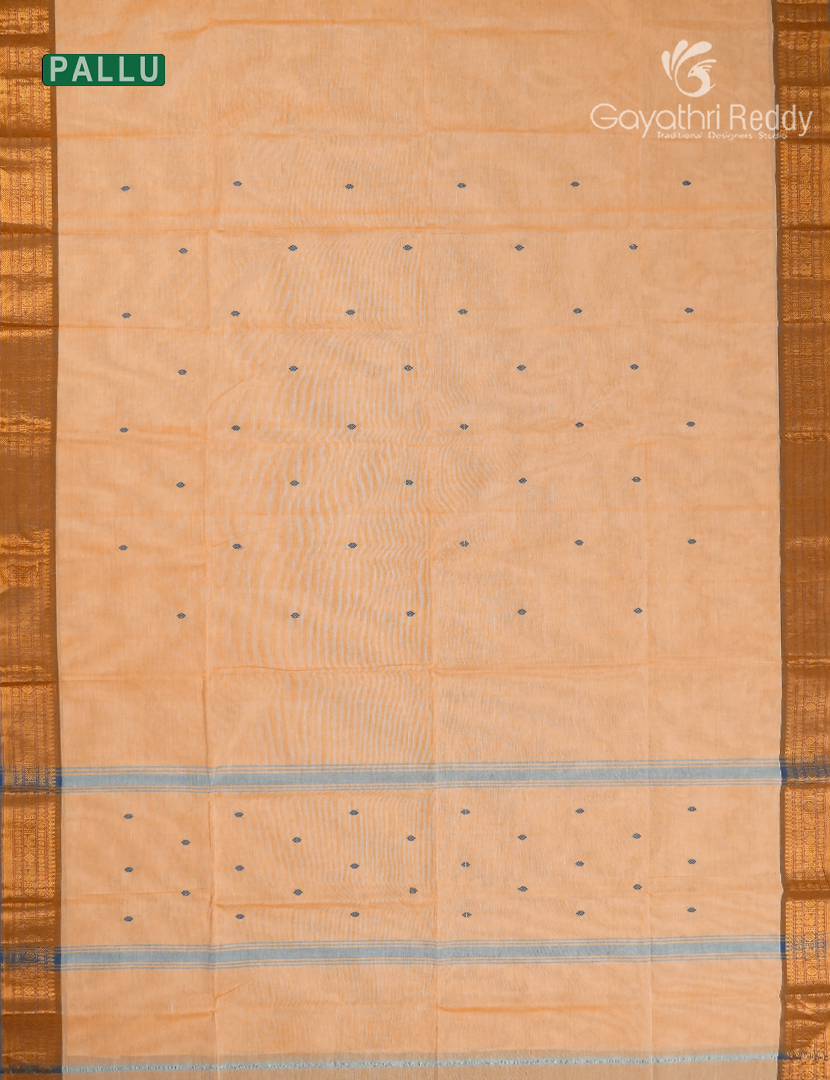 Pure Handloom Cotton Saree in Light Peach