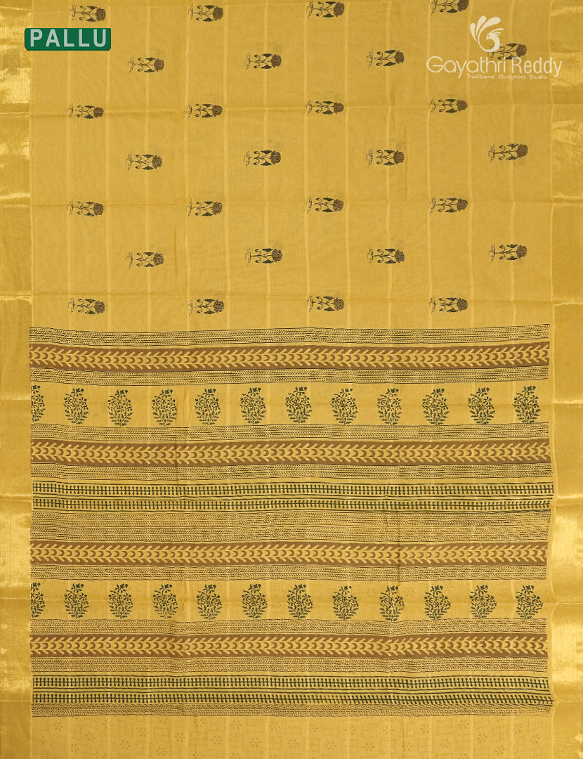 Cotton Printed Saree in Yellow