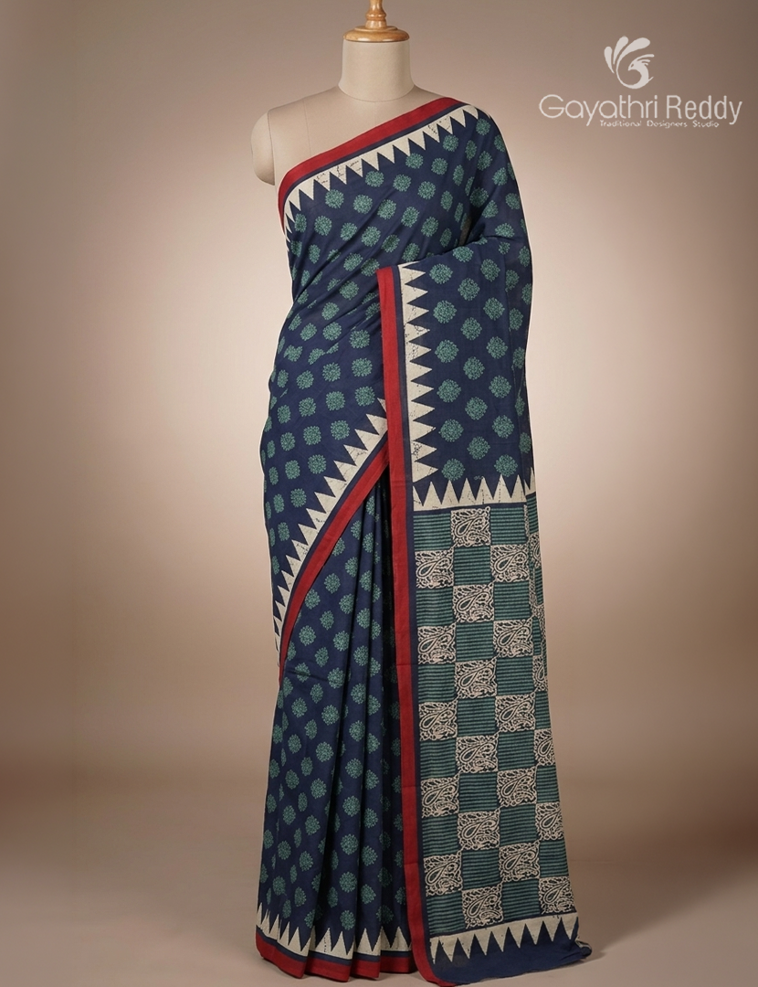 Vidharbha Cotton Saree in Indigo Blue