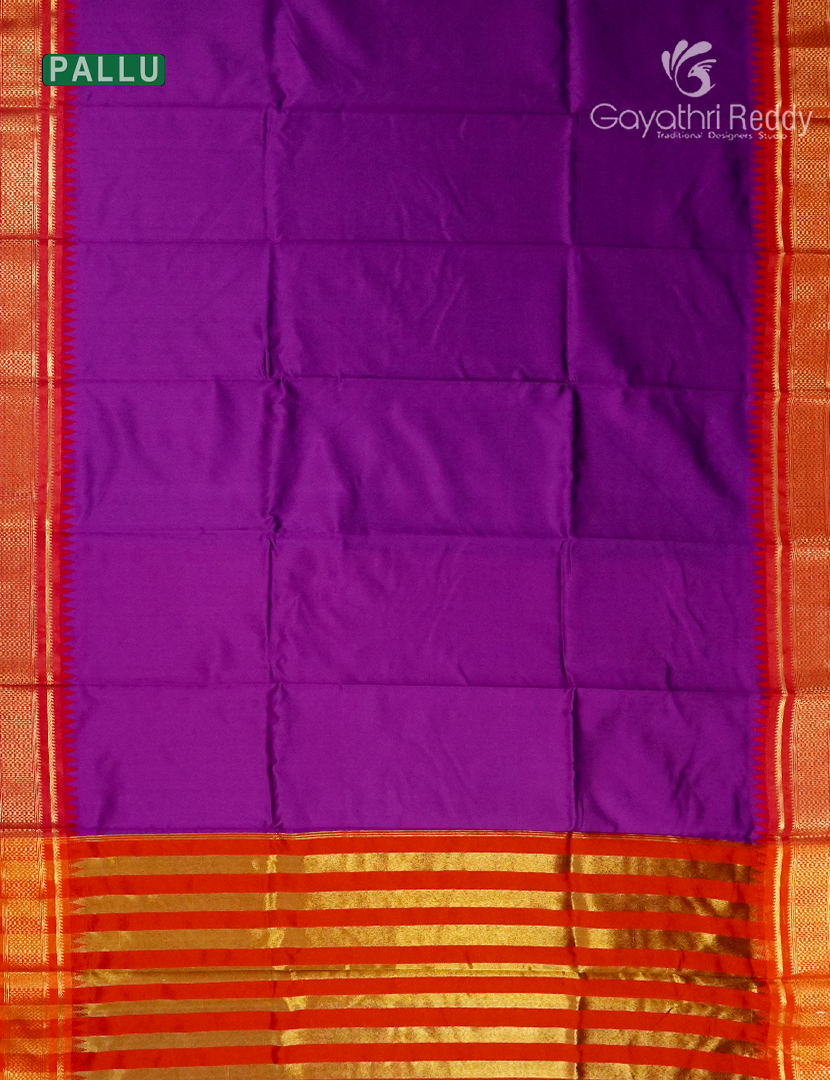 Semi Gadwal Saree in Purple and Brick Red