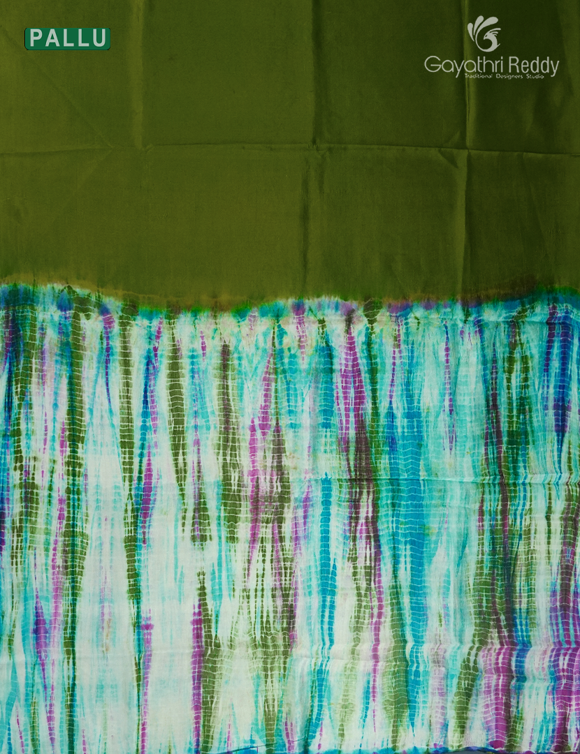 Pure Dupion Digital Print Saree in Mehendi Green