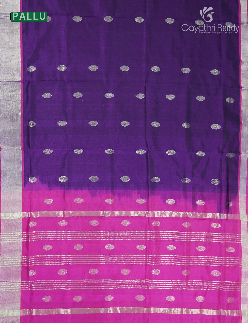 Pure Arani Sico Saree in Deep Violet and Baby Pink