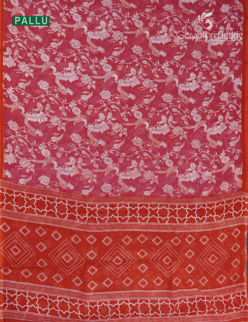 Munga Cotton Saree in Lotus Pink and Orange