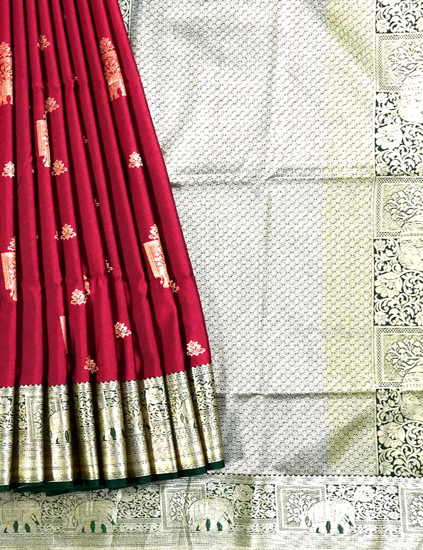 Soft Silk Saree in Deep Berry Red
