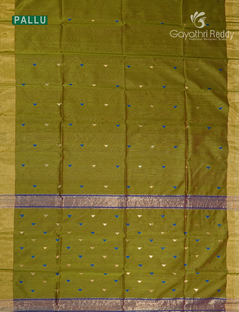 Pure Chanderi Sico Saree in Mehendi Green
