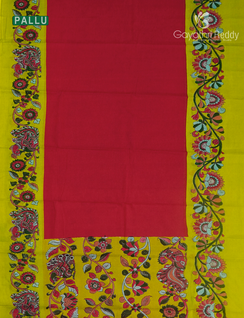 Pure MulMul Cotton Saree in Red