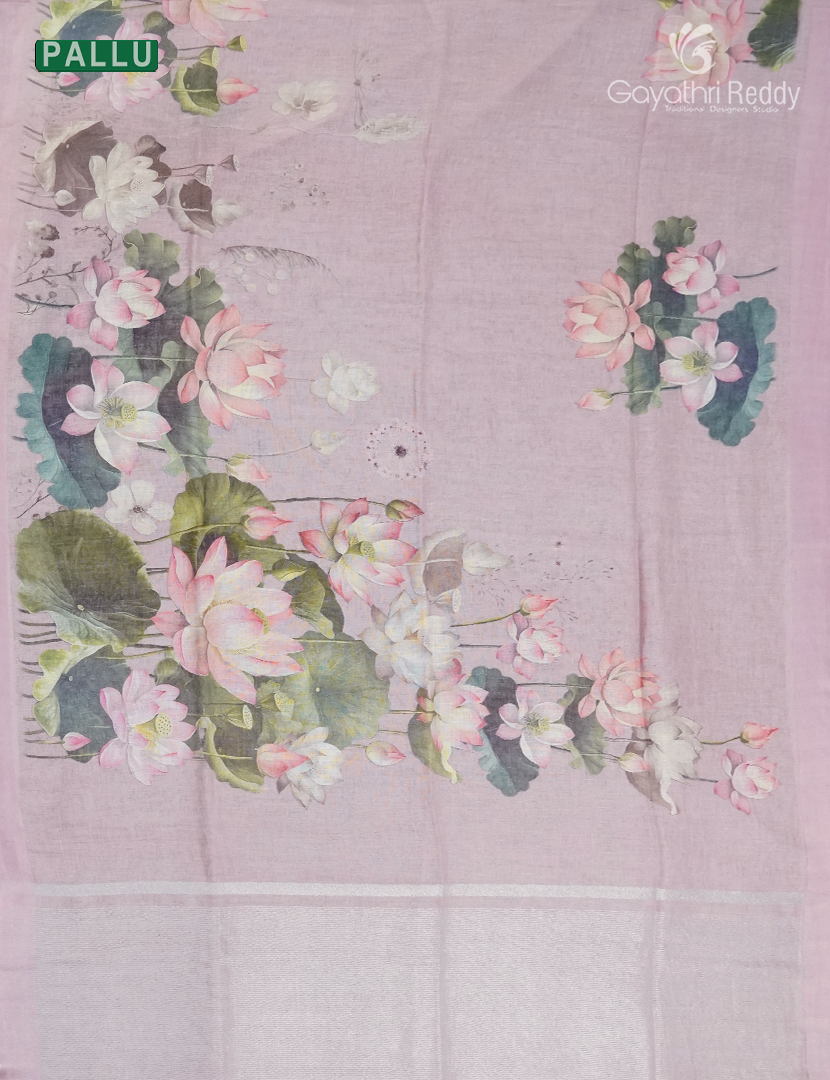 Pure Linen Saree in Pastel Pink