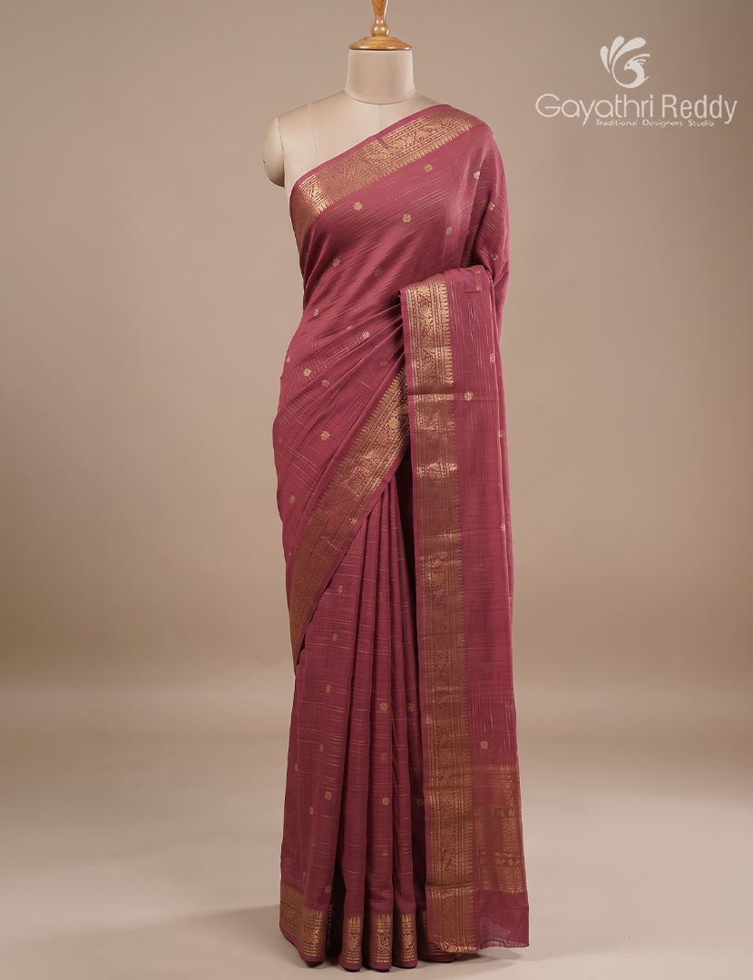 Semi Mysore Crepe Saree in Mauve