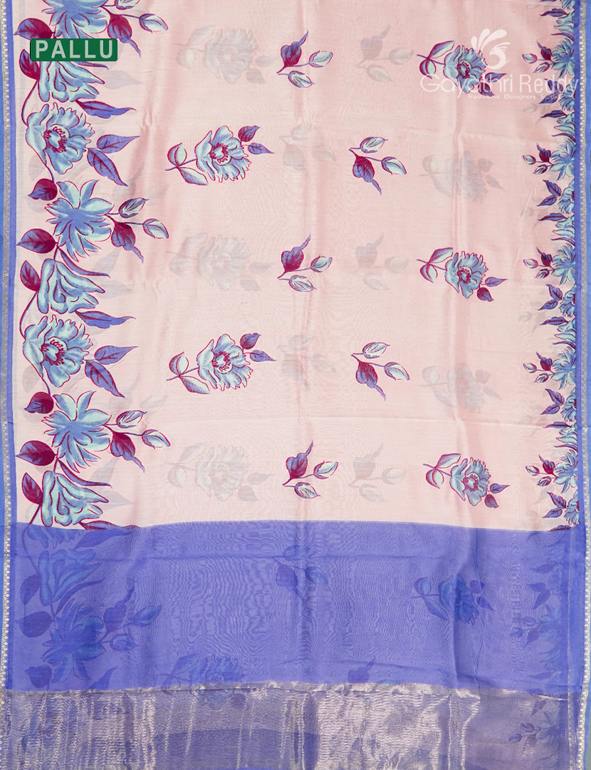 Pure Maheshwari Silk Saree in Pastel Pink and Lavender